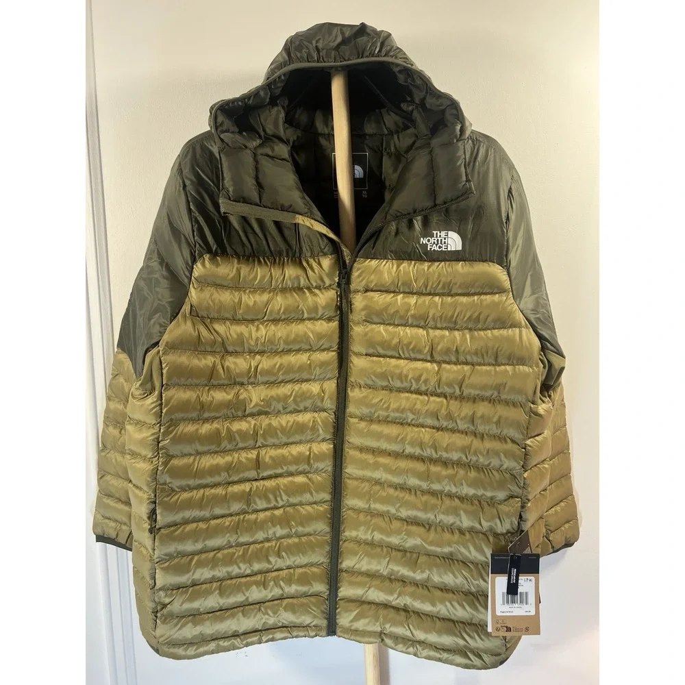 The North Face Mens Green Hooded Puffer Jacket XL Full Zip 550 Down
